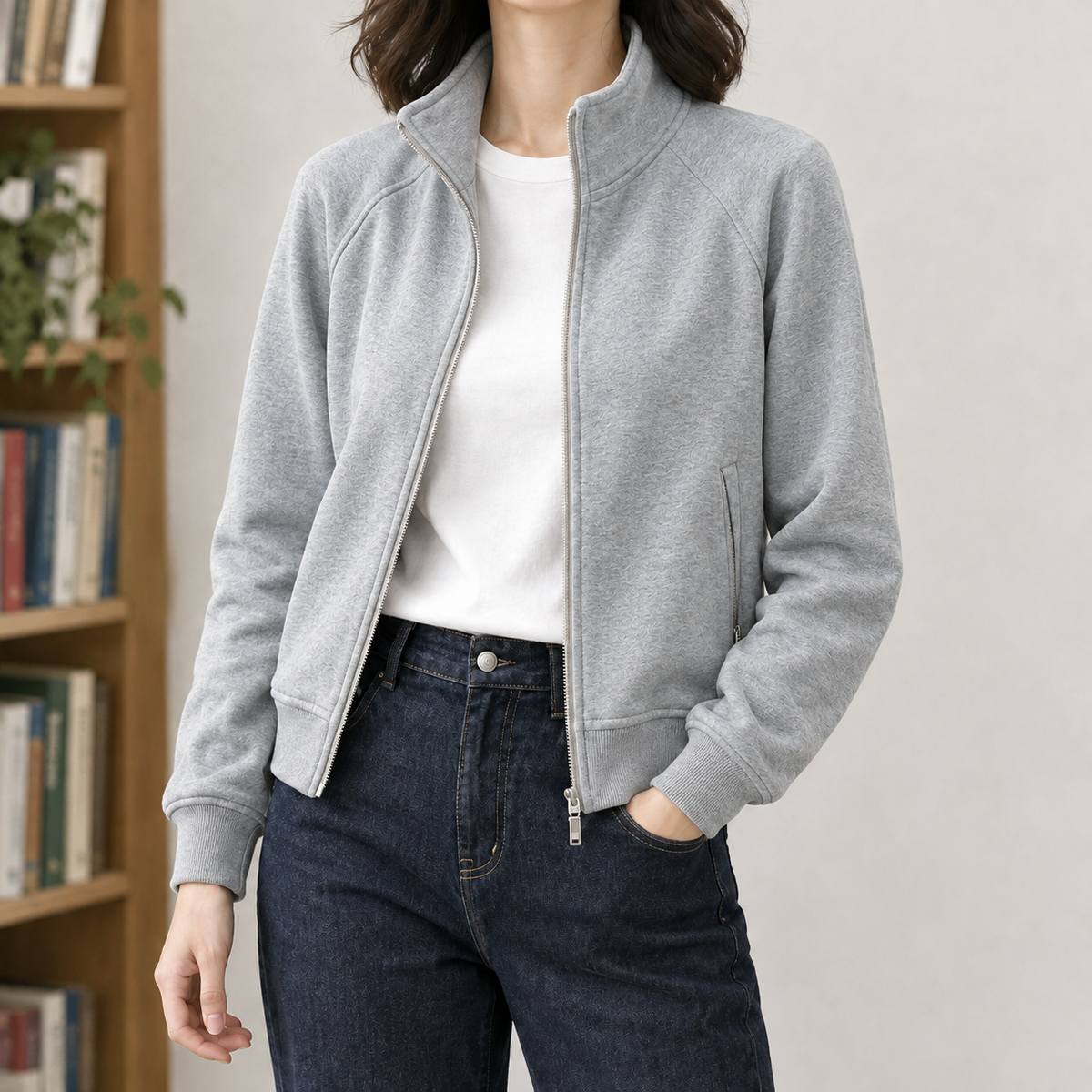 Fabia Stand Collar Jacket - Gray