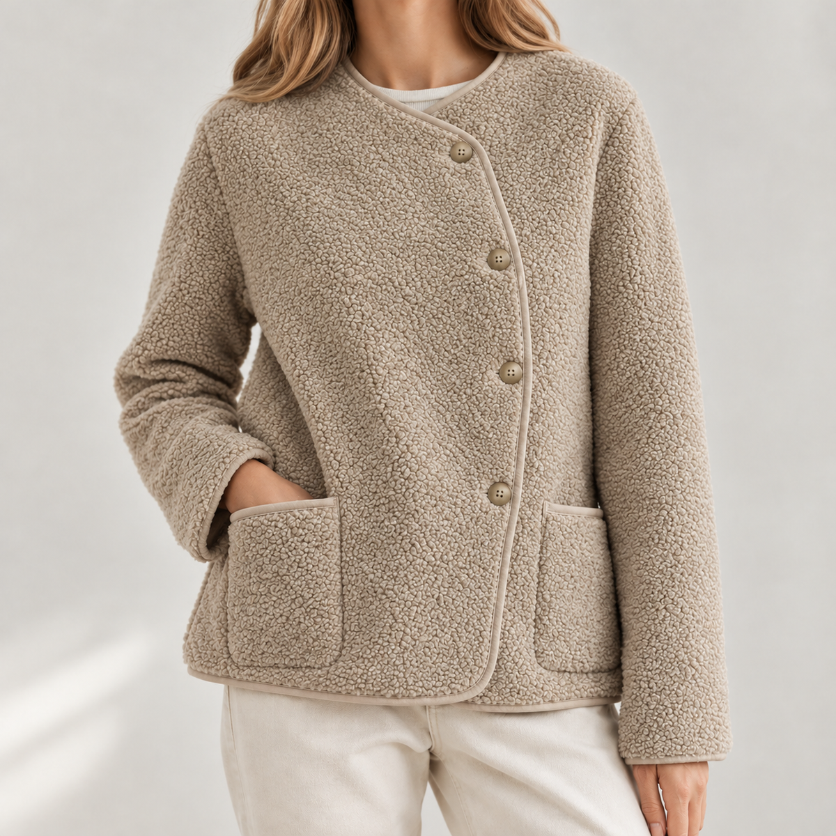 Minerva Teddy Jacket - Dark Beige