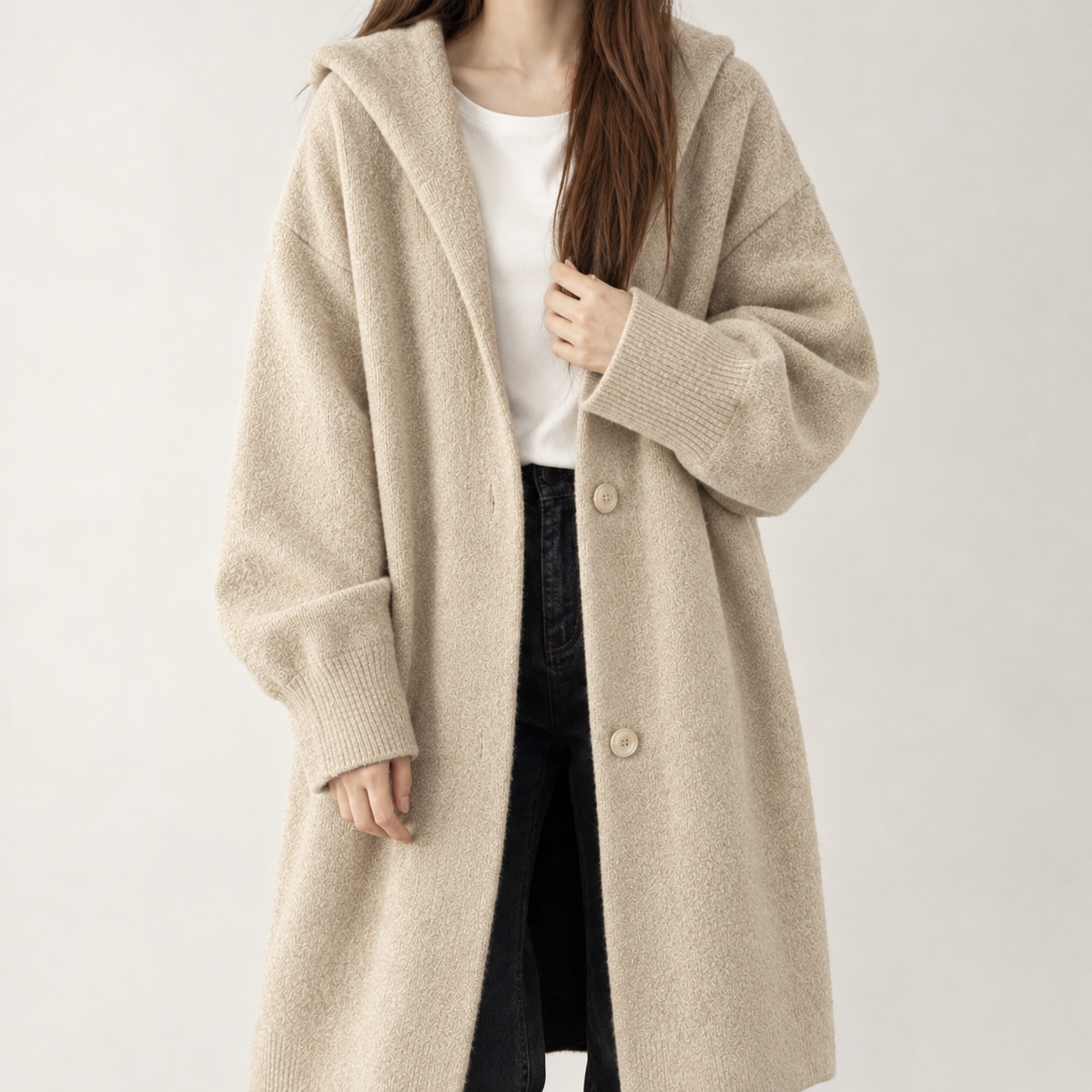 Briana Hooded Cardigan - Apricot