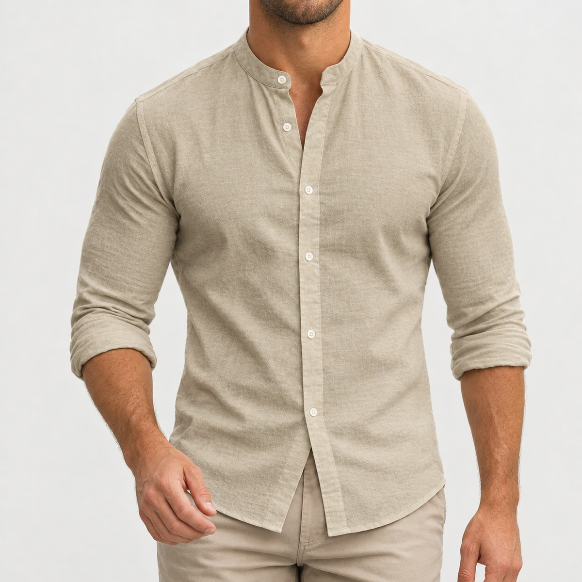 Didier Band Collar Shirt - Khaki