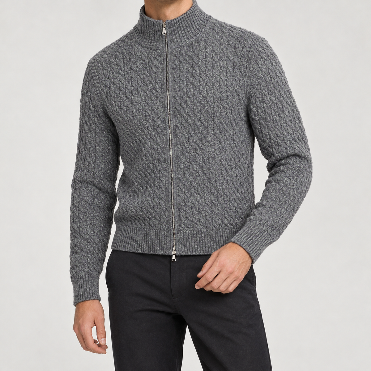 Arnt Cable Knit Sweater - Gray