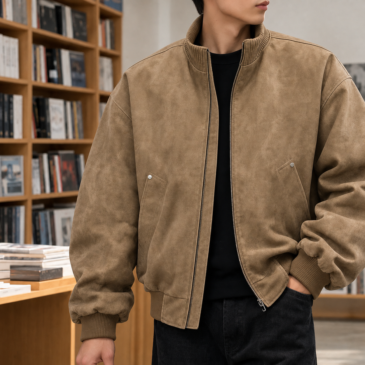 Arturo Stand Collar Jacket - Khaki