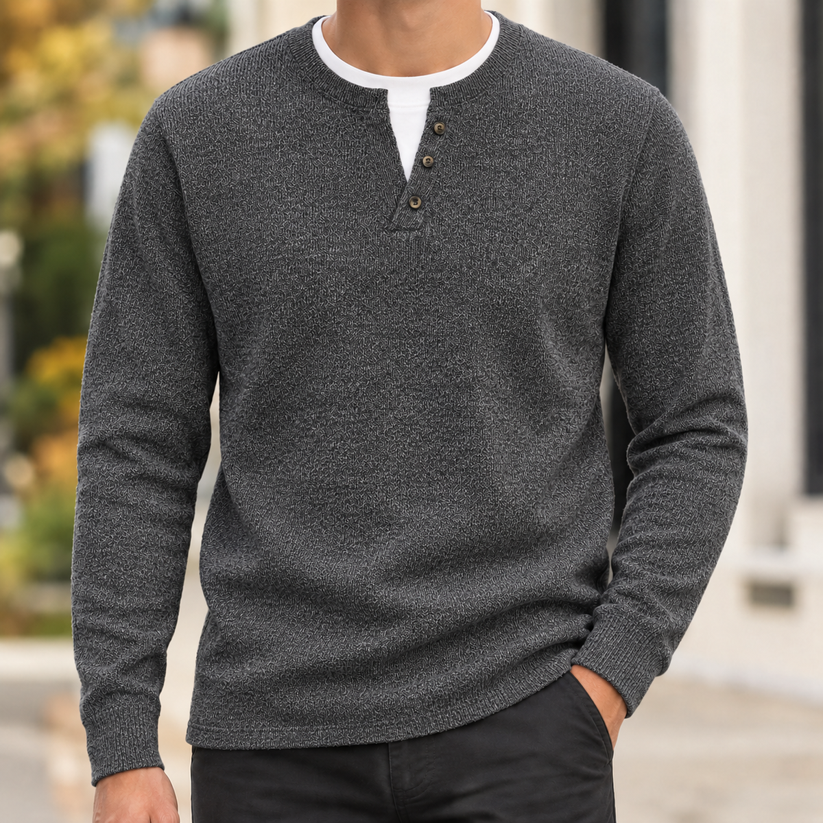 Peregrine Henley Sweater - Dark Gray