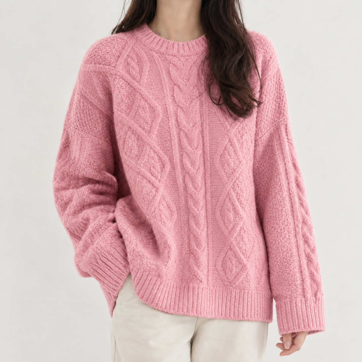 Madeleine Cable Knit Sweater - Pink