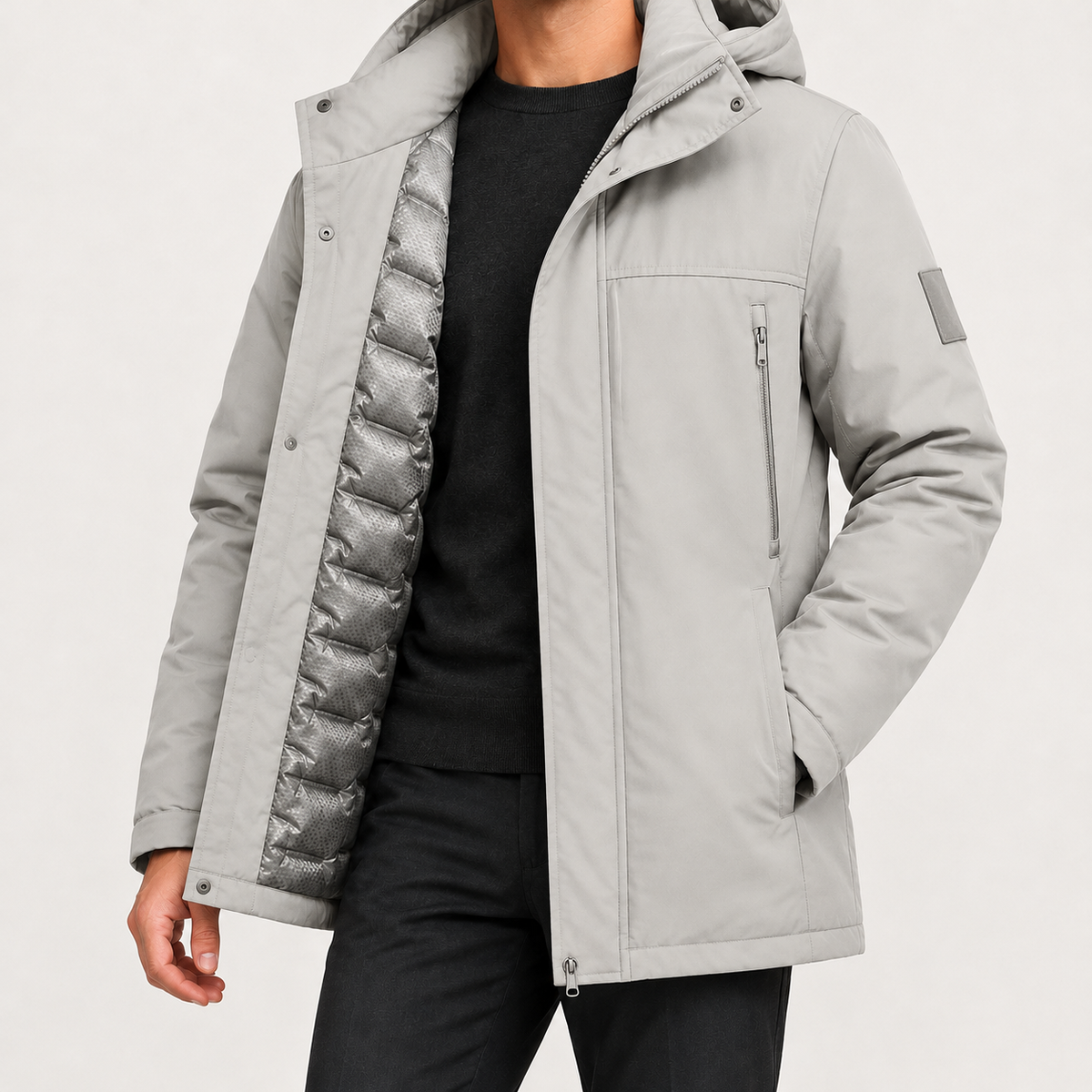 Hubert Hooded Jacket - Silver Gray