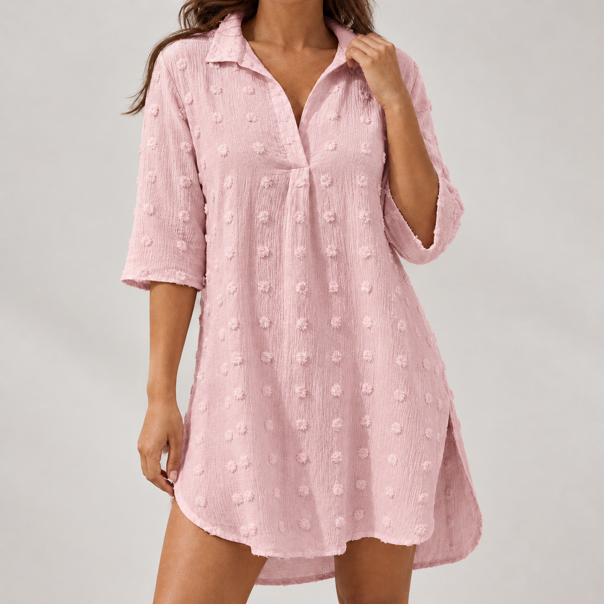 Kassandra Textured Longline Top - Pink