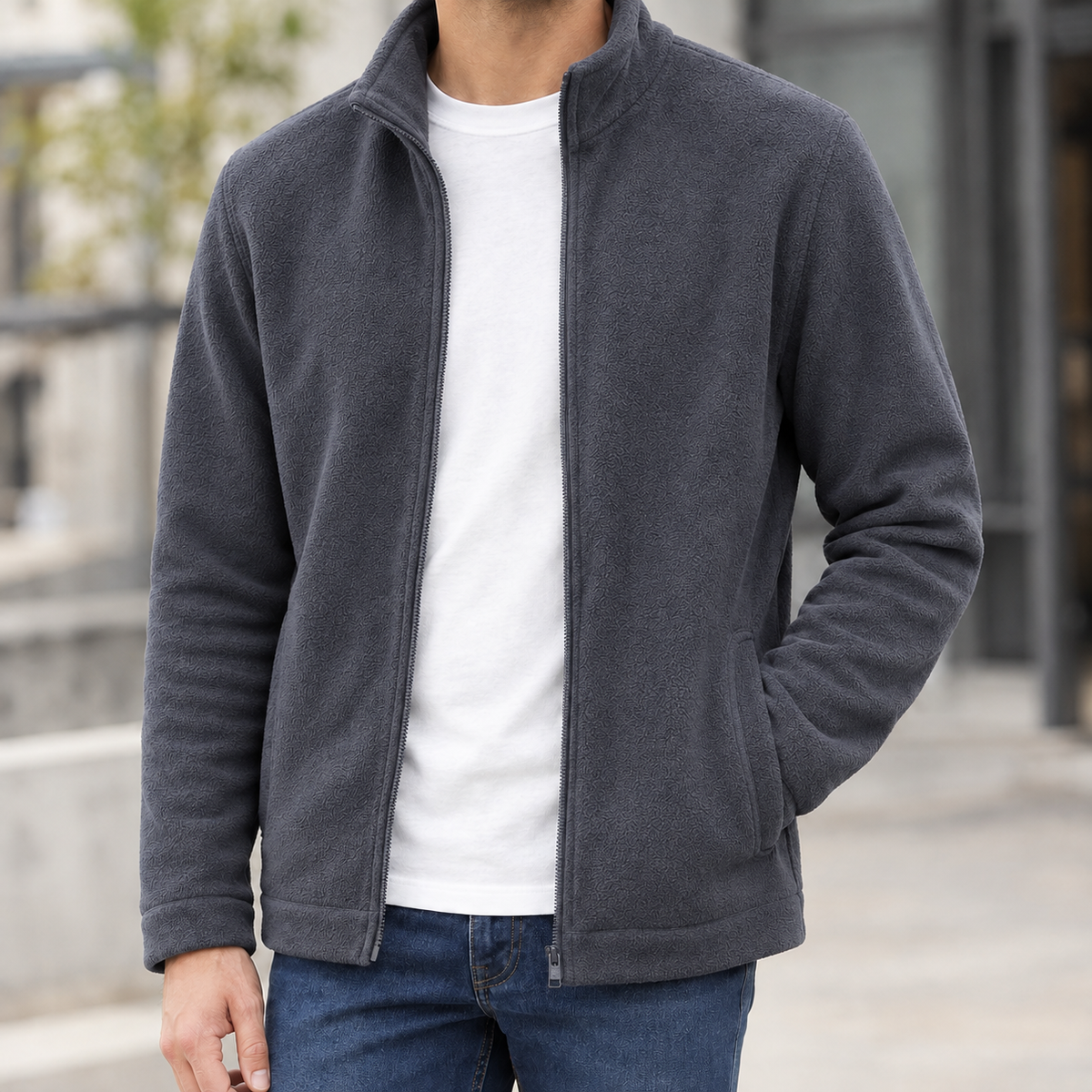 Geoffrey Fleece Jacket - Dark Gray
