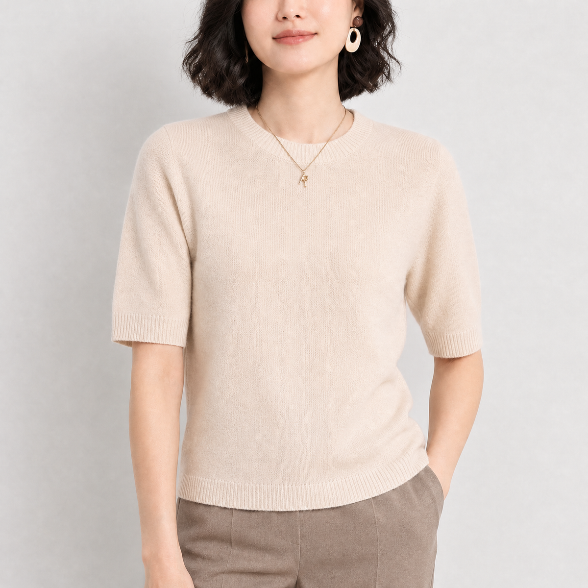 Sienna Crew Neck Sweater - Beige