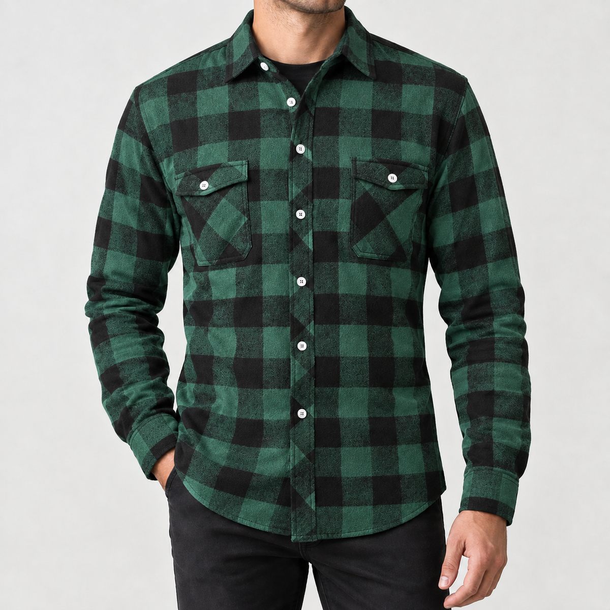 Ramon Brushed Overshirt - Olive Green