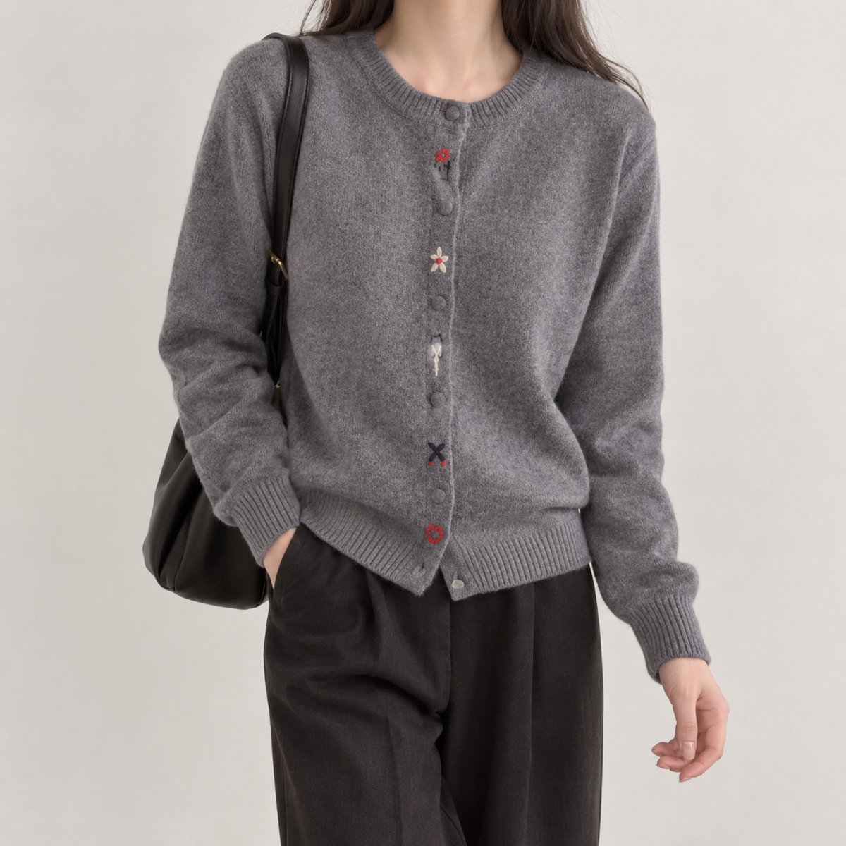 Eglantine Embroidered Cardigan - Apricot