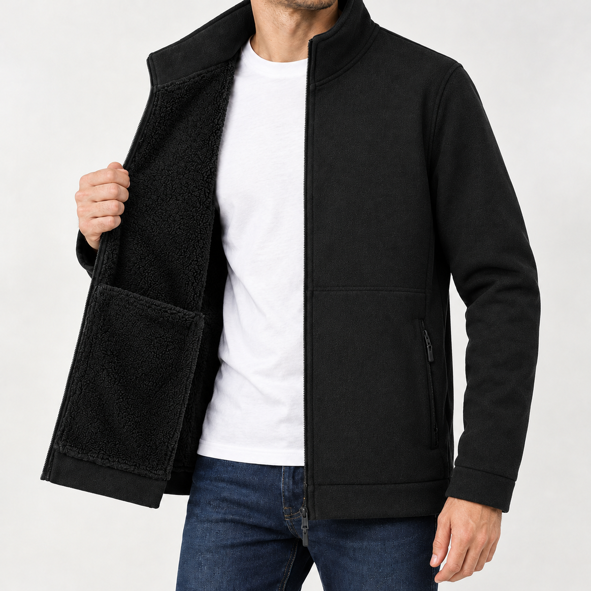 Jeremy Fleece Lined Jacket - Black