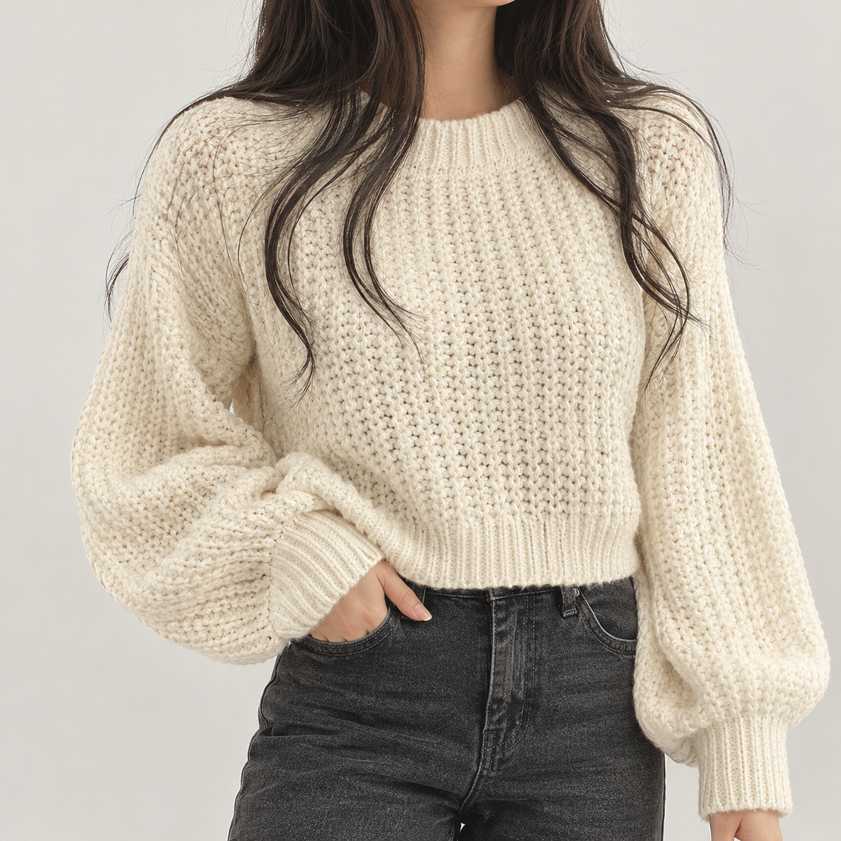 Fanney Crewneck Sweater - Creamy-white