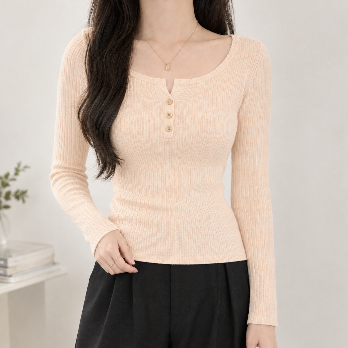 Zora Square Neck Top - Apricot