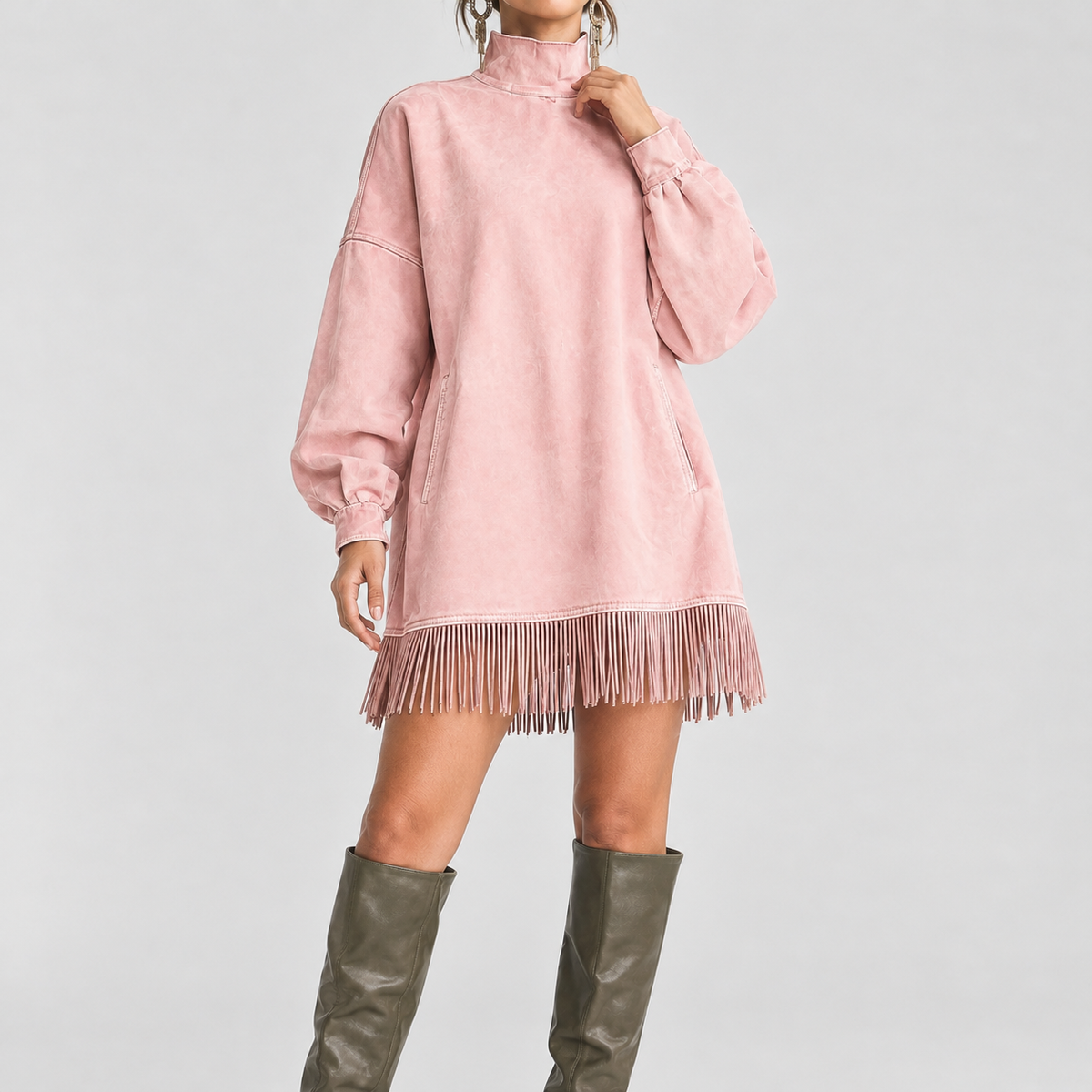 Eugenia Fringe Mini Dress - Pink