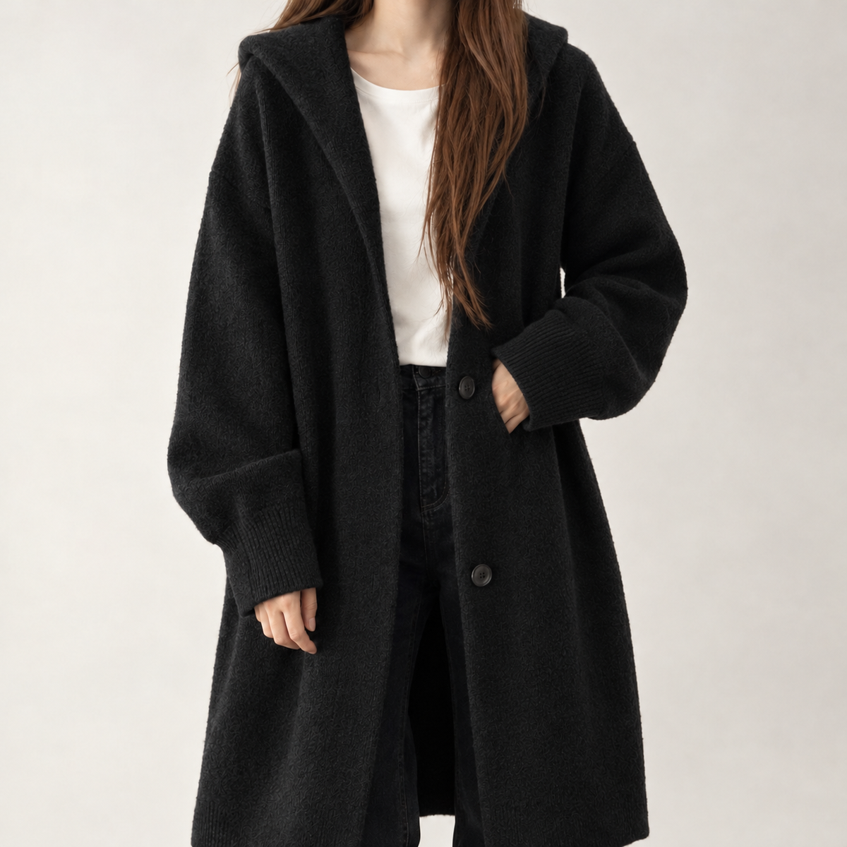 Briana Hooded Cardigan - Black