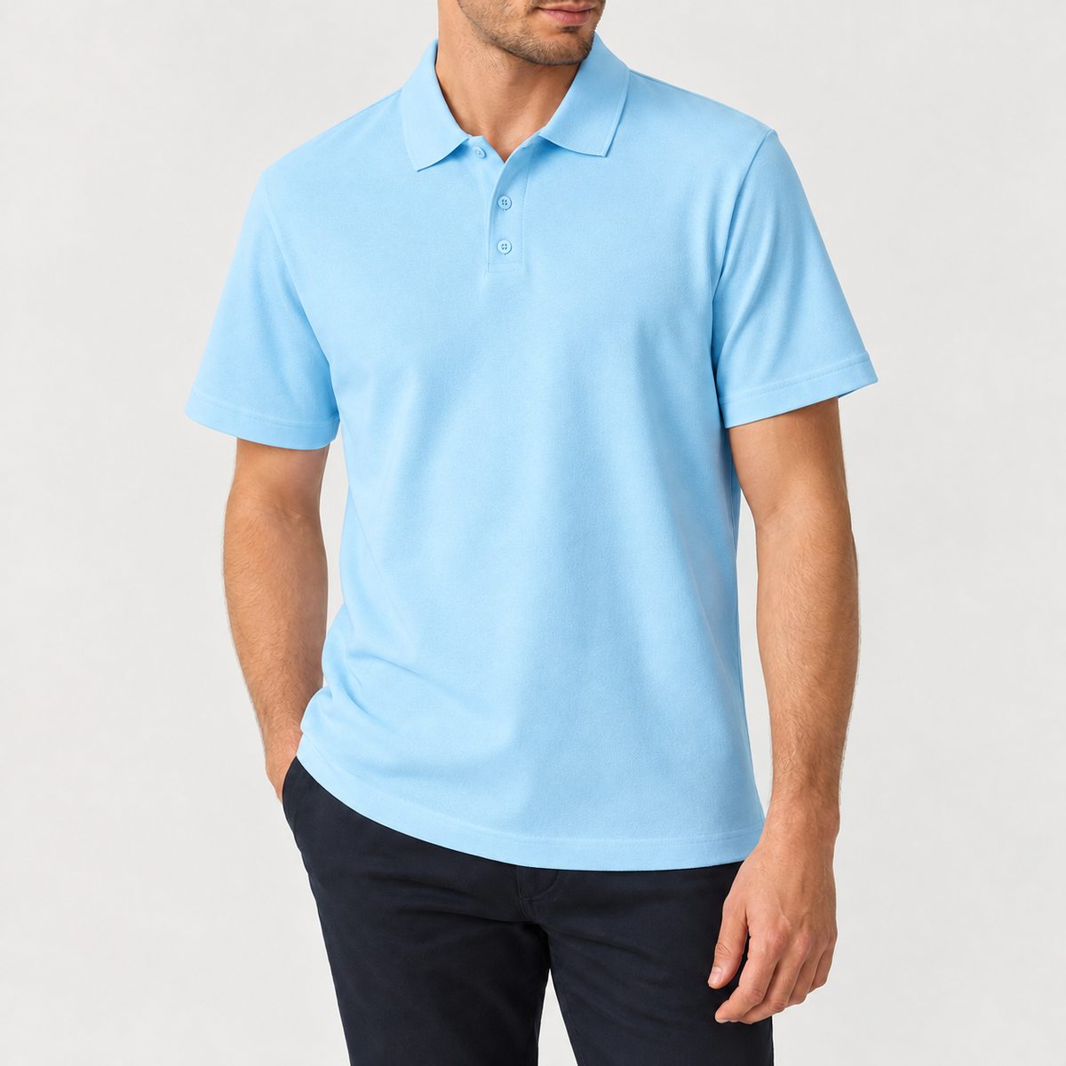Matthias Cotton Polo Shirt - Light Blue