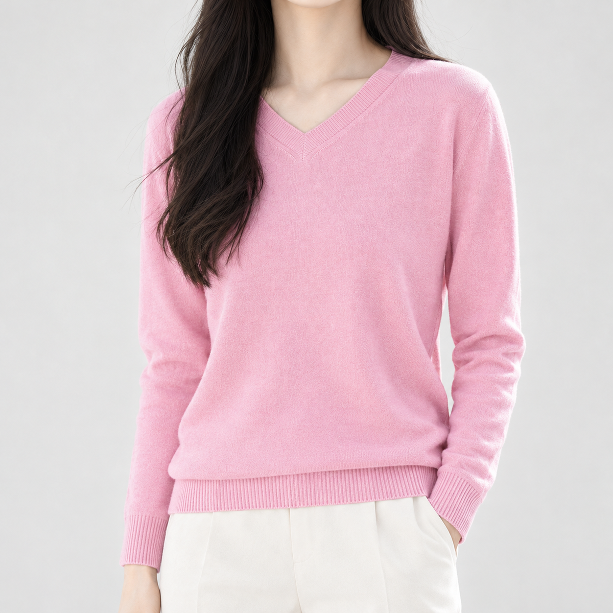 Solweig V Neck Sweater - Pink