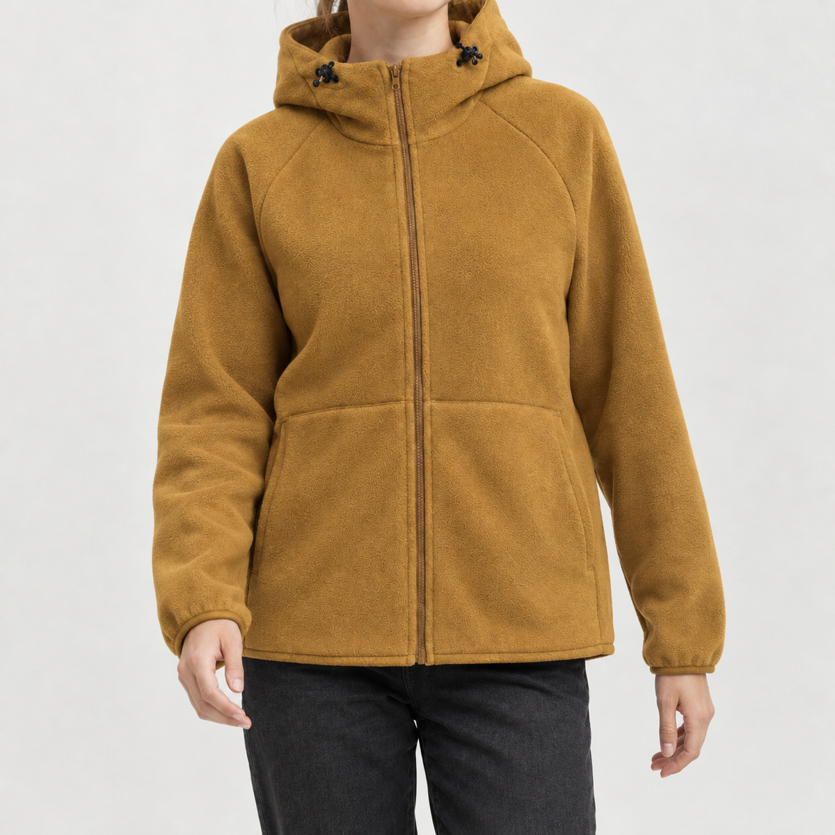 Rosanne Hooded Fleece Jacket - Turmeric