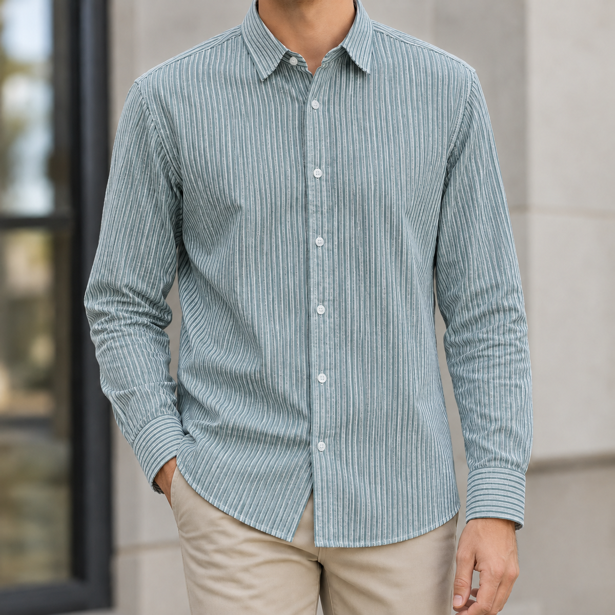 Morgan Striped Shirt - Green Bar