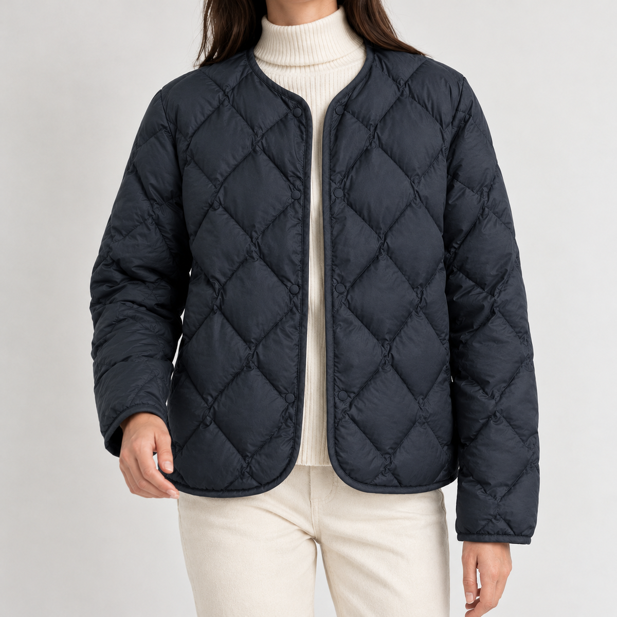 Luisella Quilted Puffer Jacket - Navy
