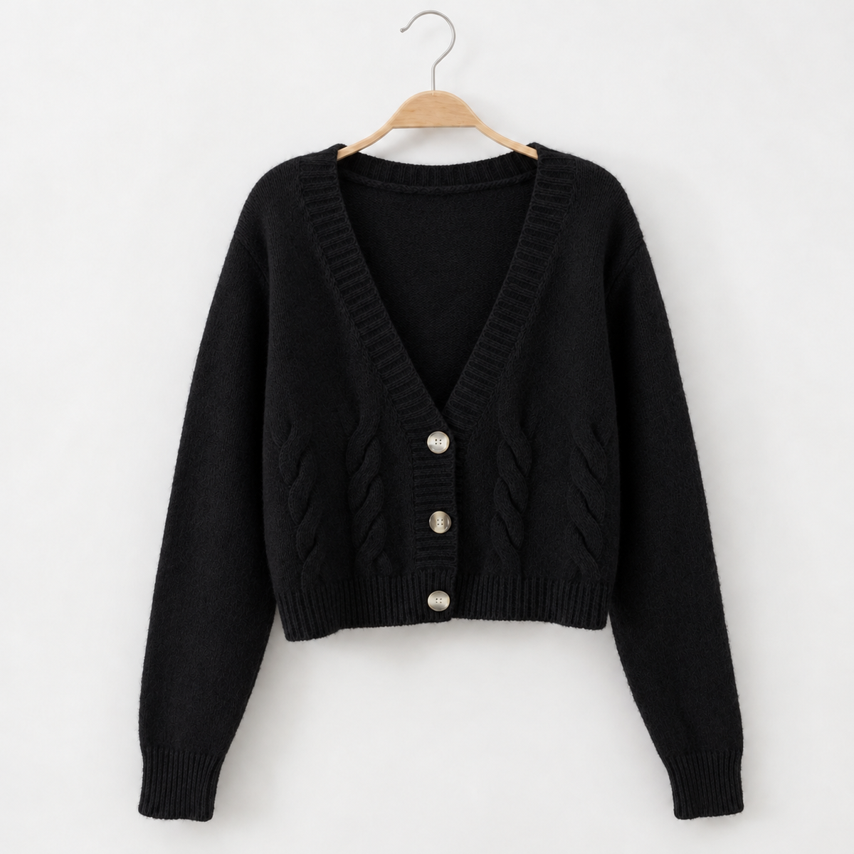 Arabelle Cable Knit Cardigan - Black