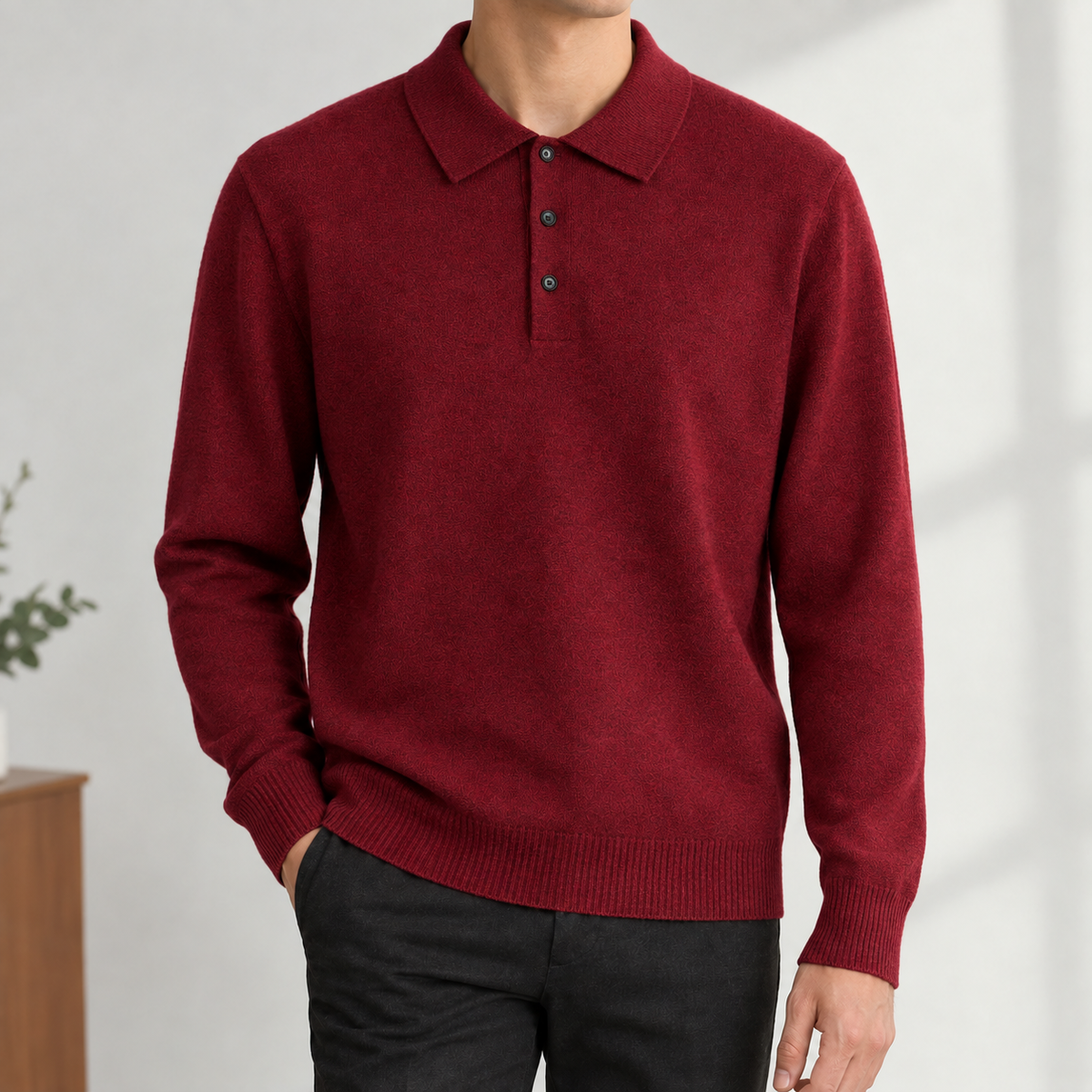 Lucian Polo Sweater - Wine Red