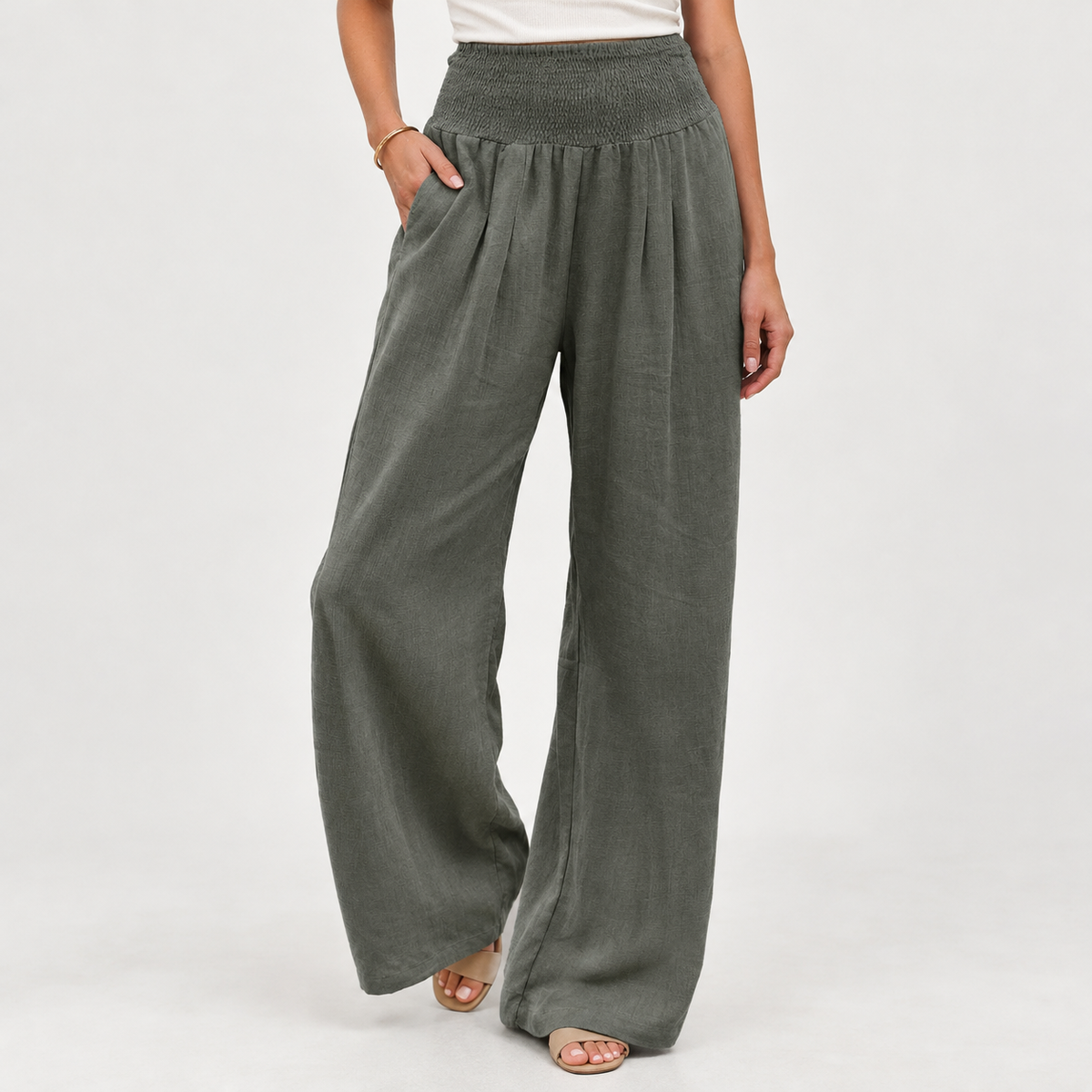Annick Wide Leg Pants - Gray
