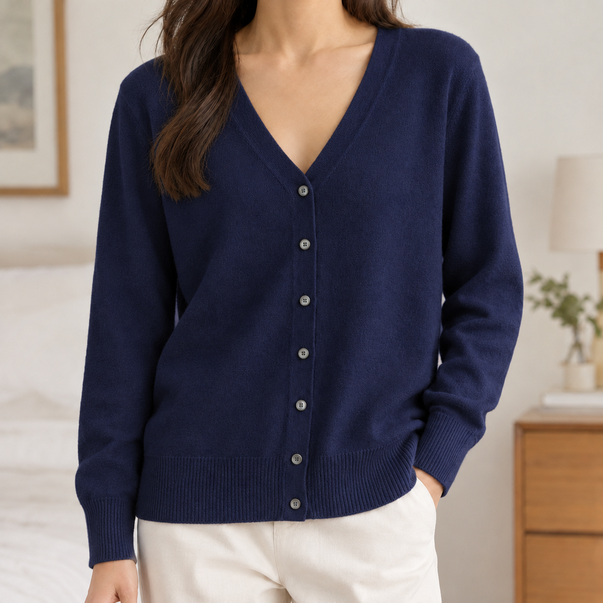 Constanze V Neck Cardigan - Purplish Blue