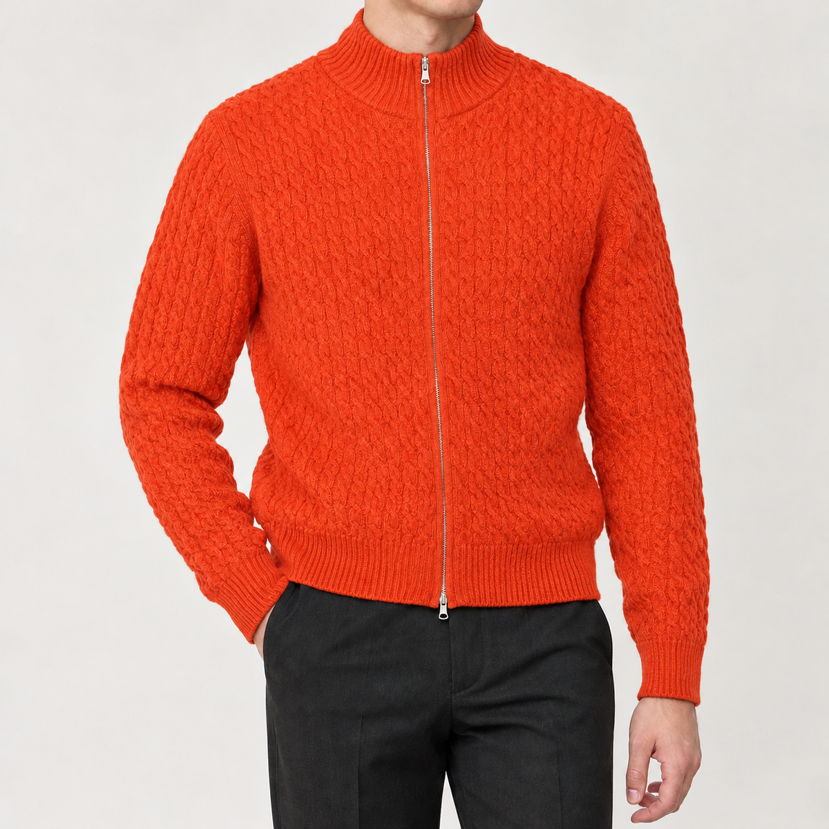 Arnt Cable Knit Sweater - Orange