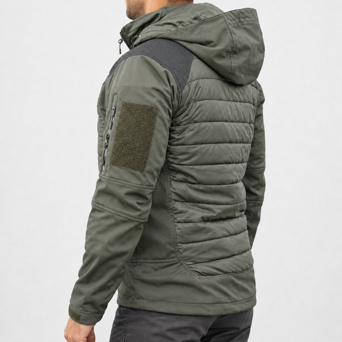 Franco Quilted Utility Jacket - Brown Green