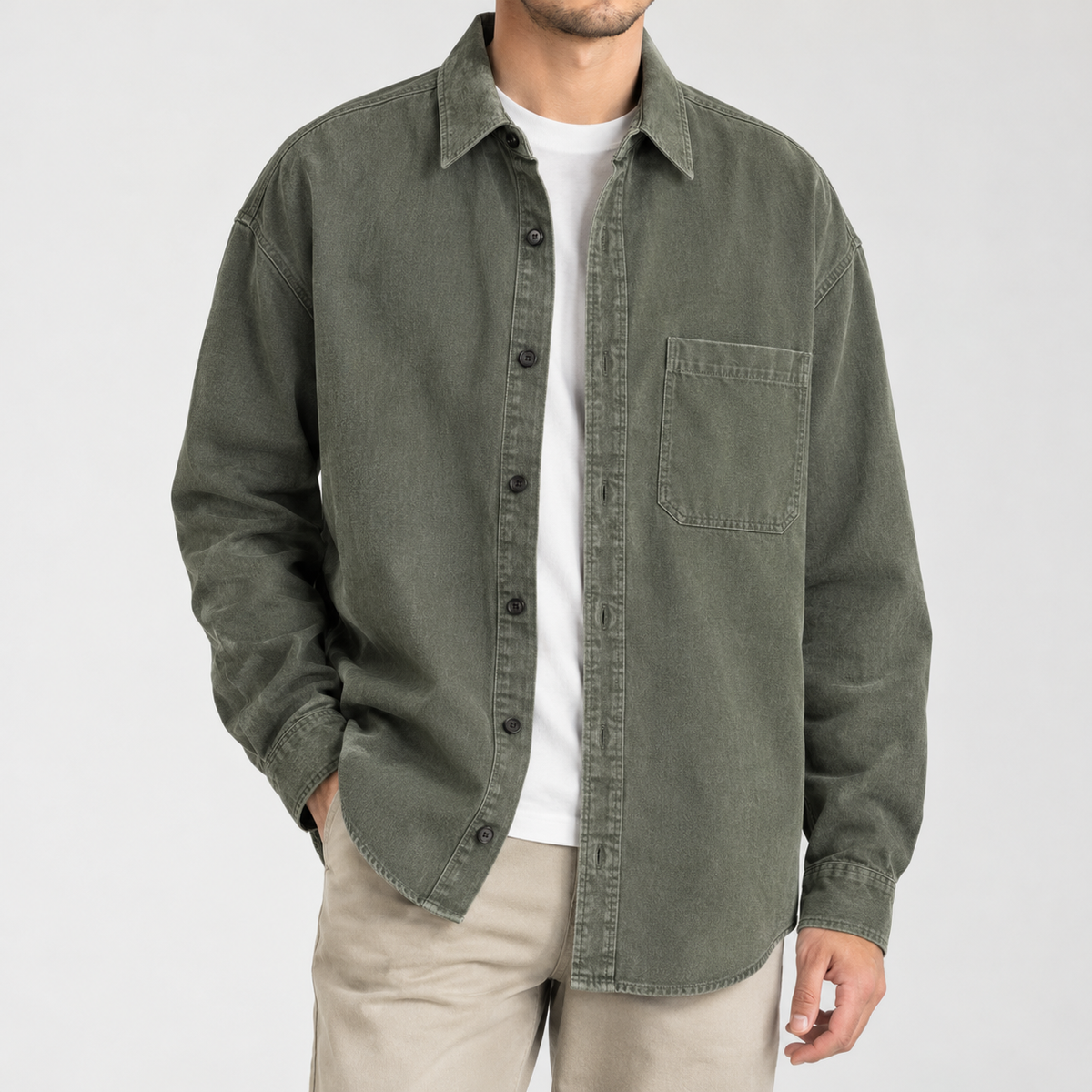 Emil Relaxed Overshirt - Green