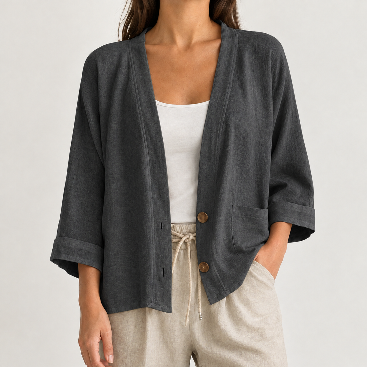 Calixte Relaxed Cardigan - Dark Gray