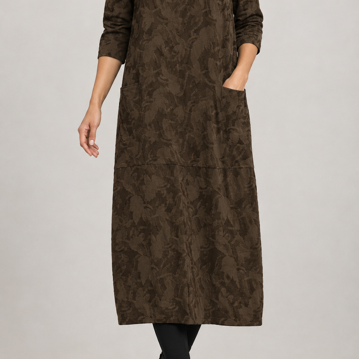 Hyacinth Tonal Midi Dress - Brown