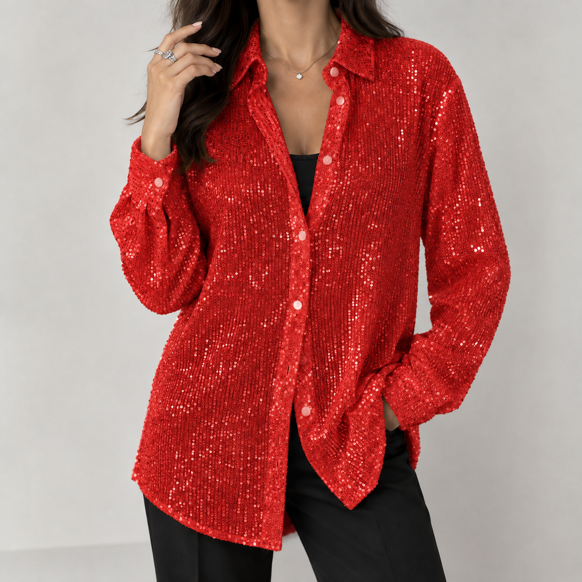 Cesaltina Sequin Shirt - Red