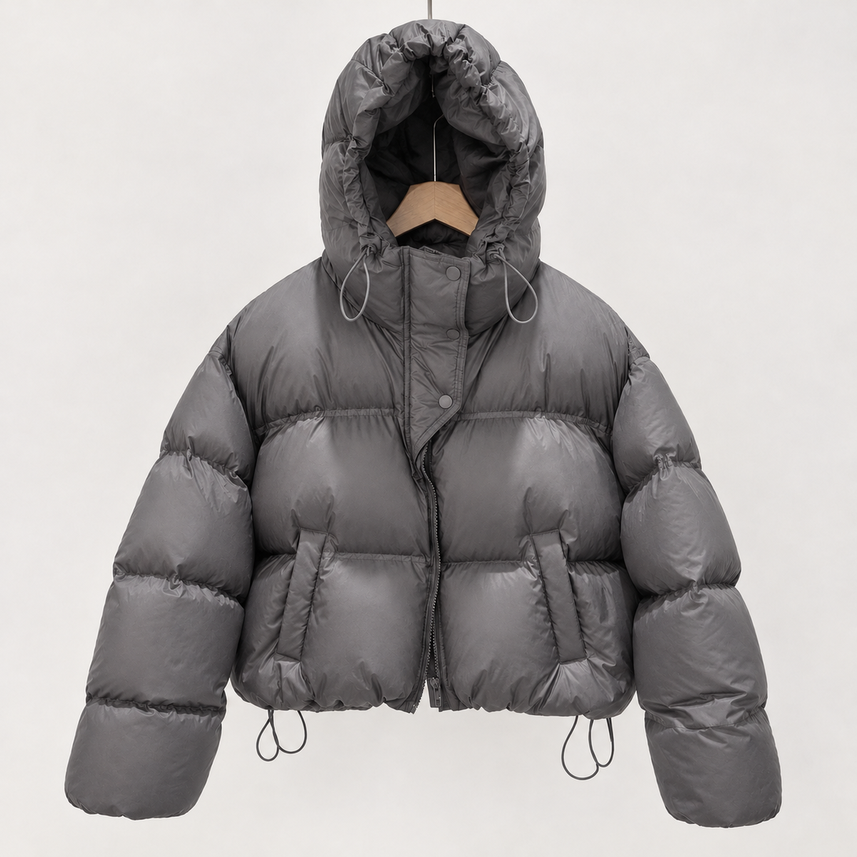 Consuelo Hooded Puffer Jacket - Dark Gray