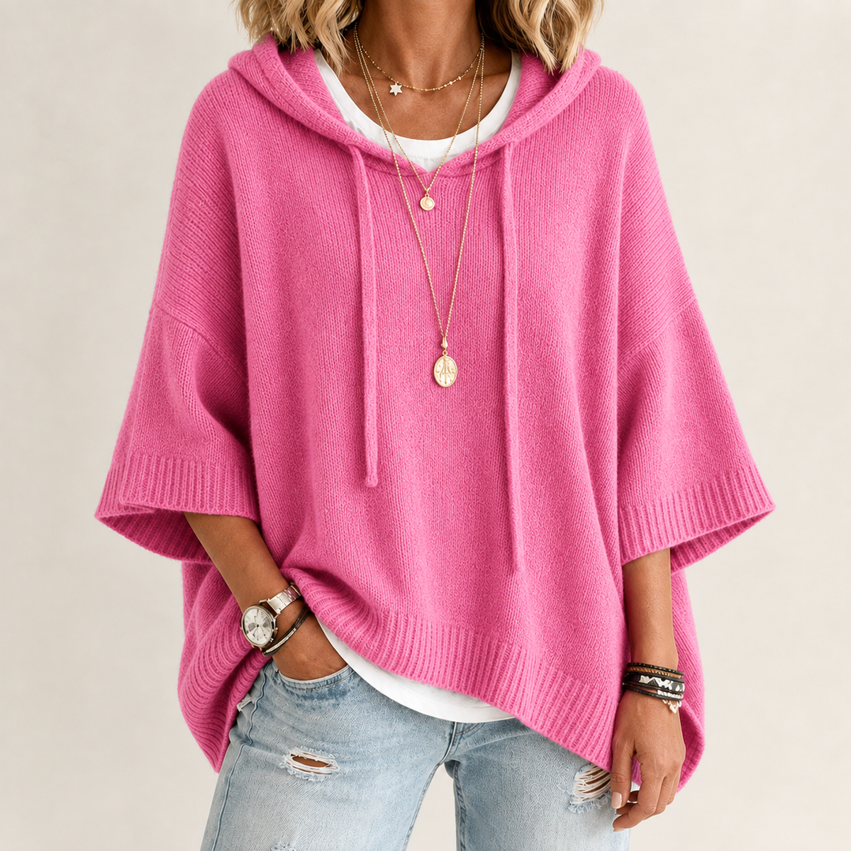Cadence Hooded Sweater - Pink