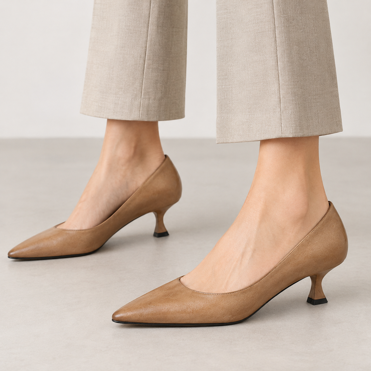 Arabella Pointed Toe Pumps - Brown