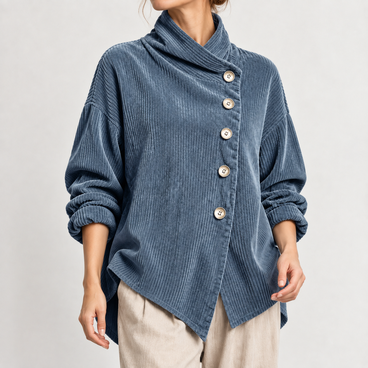 Talia Cowl Neck Top - Sea Blue
