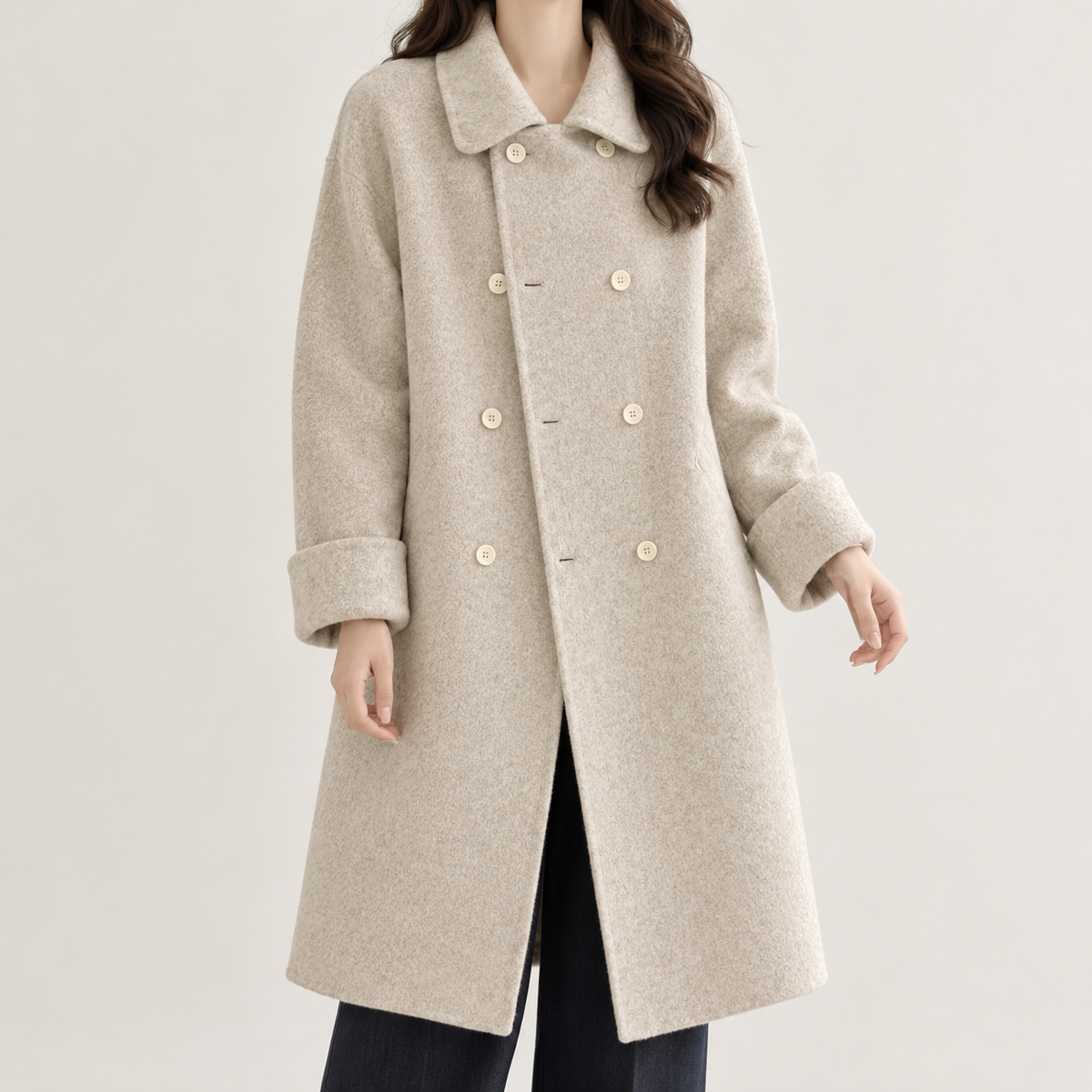 Lys Double Breasted Coat - Oatmeal