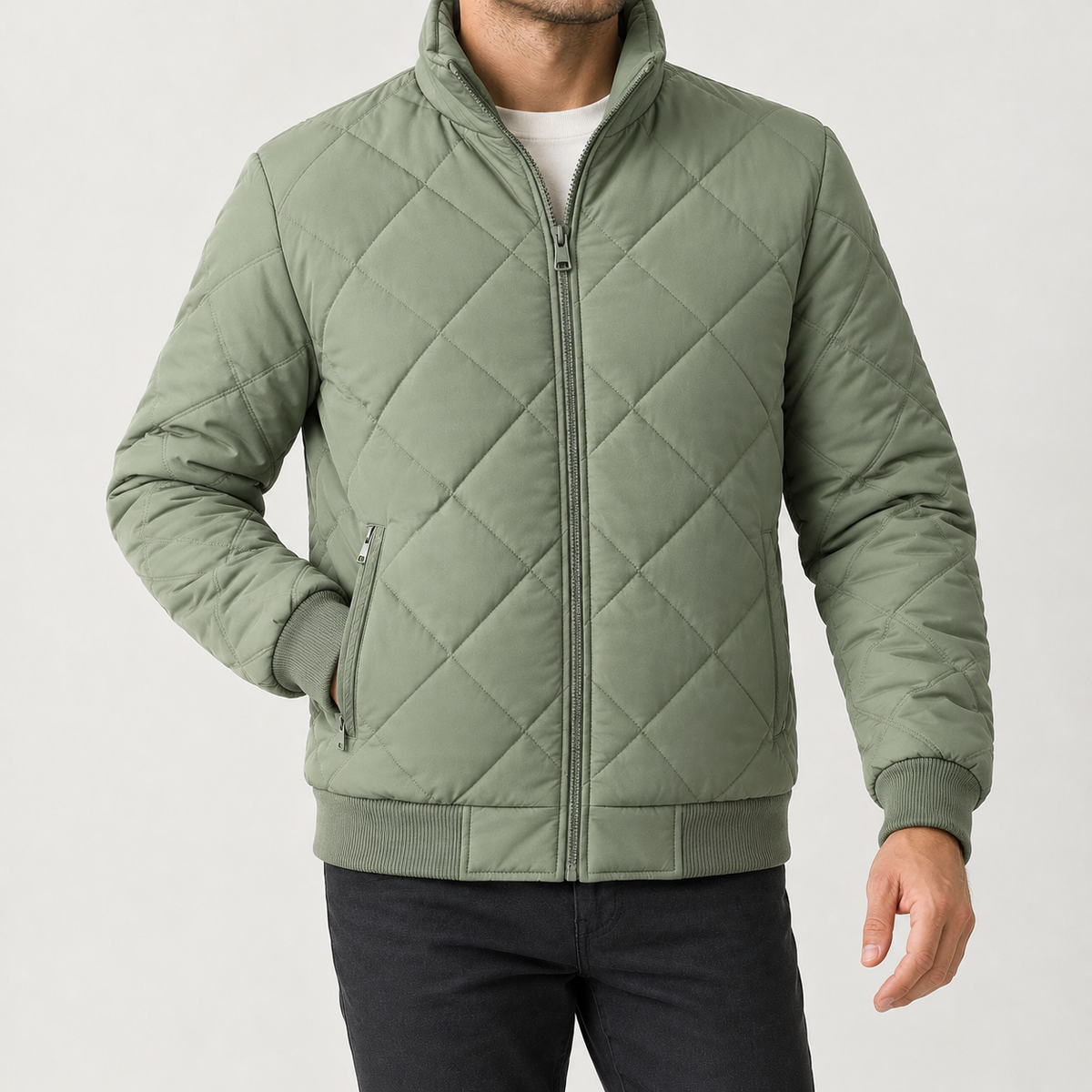 Gavin Quilted Jacket - Army Green
