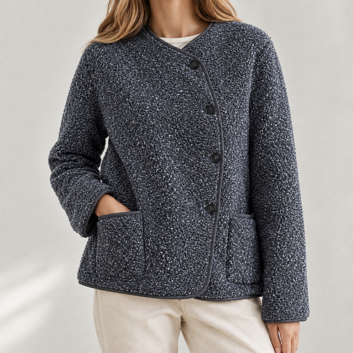 Minerva Teddy Jacket - Blue Gray