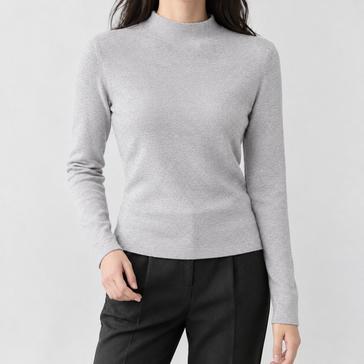 Merete Mock Neck Top - Gray