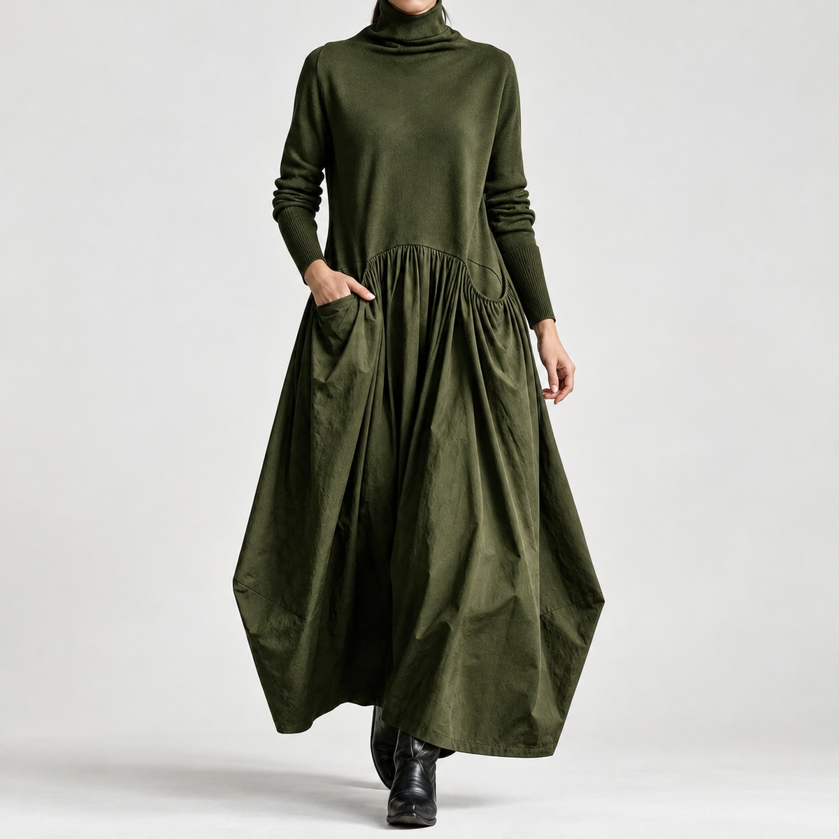 Bice Balloon Maxi Dress - Green