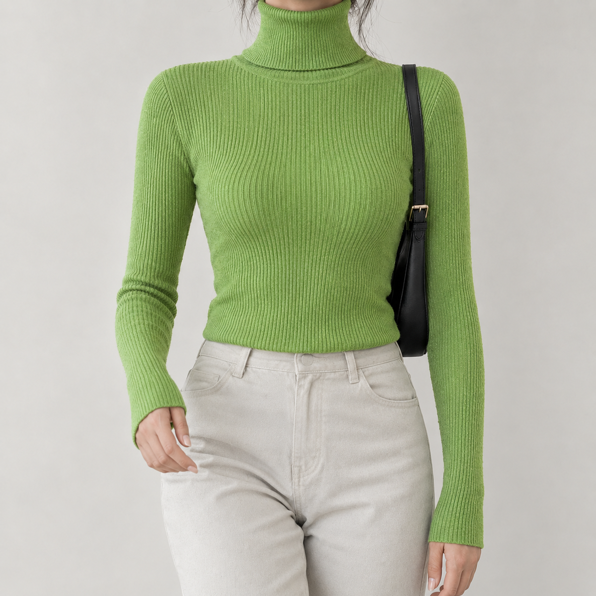 Paloma Ribbed Turtleneck - Green