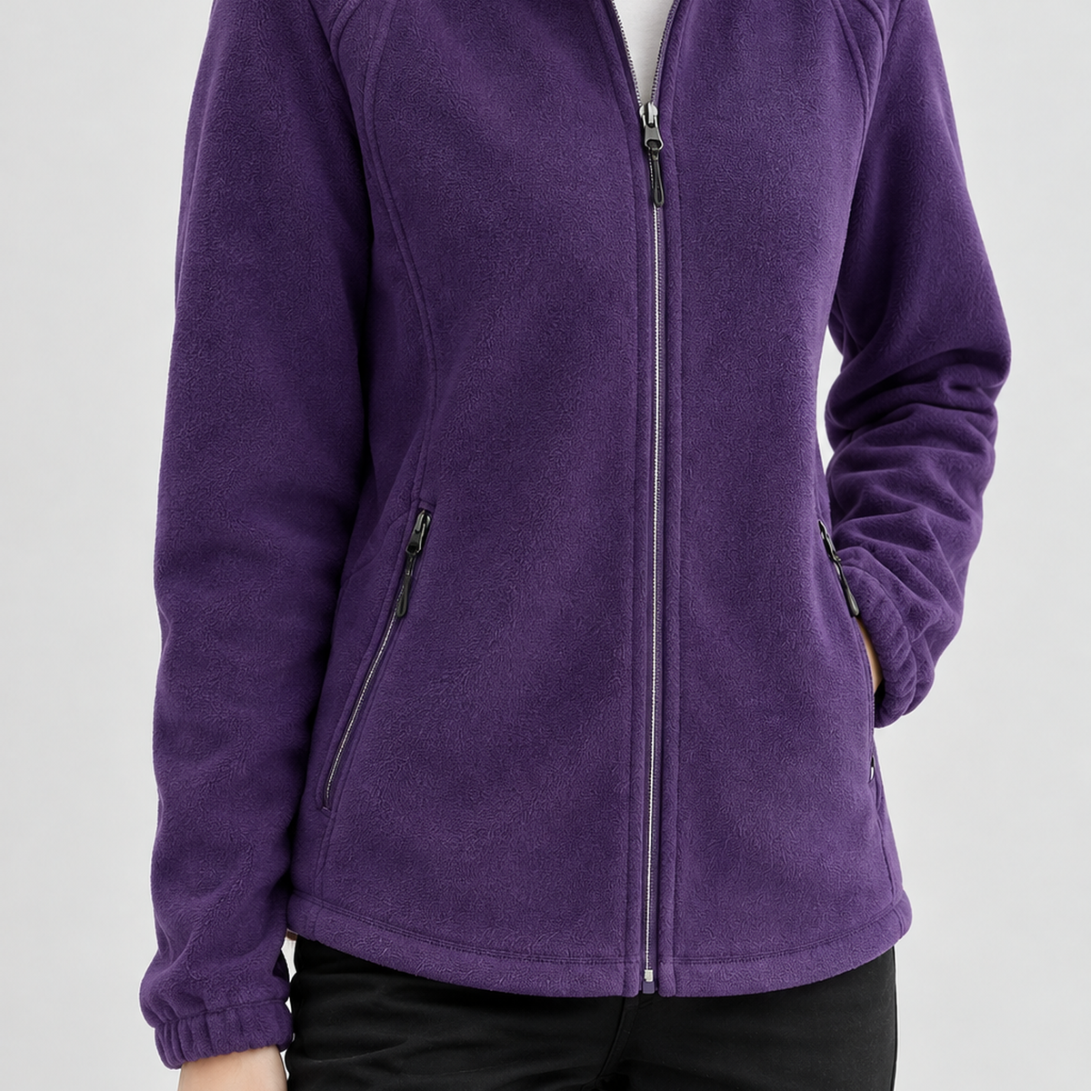 Alisande Stand Collar Fleece Jacket - Dark Purple