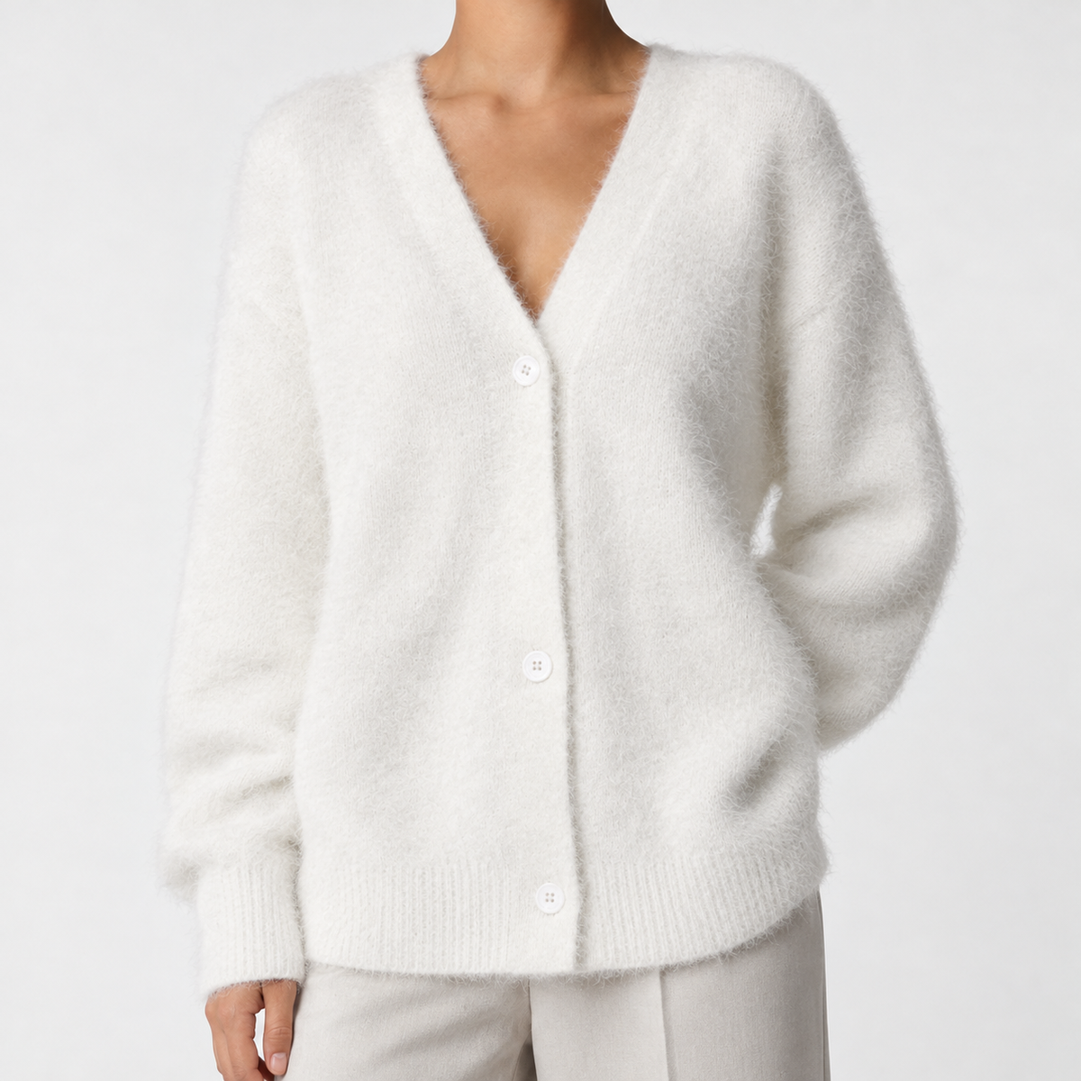 Armida V Neck Cardigan - Off White