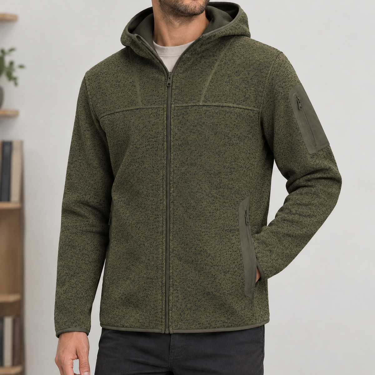 Horatio Hooded Zip Jacket - Army Green
