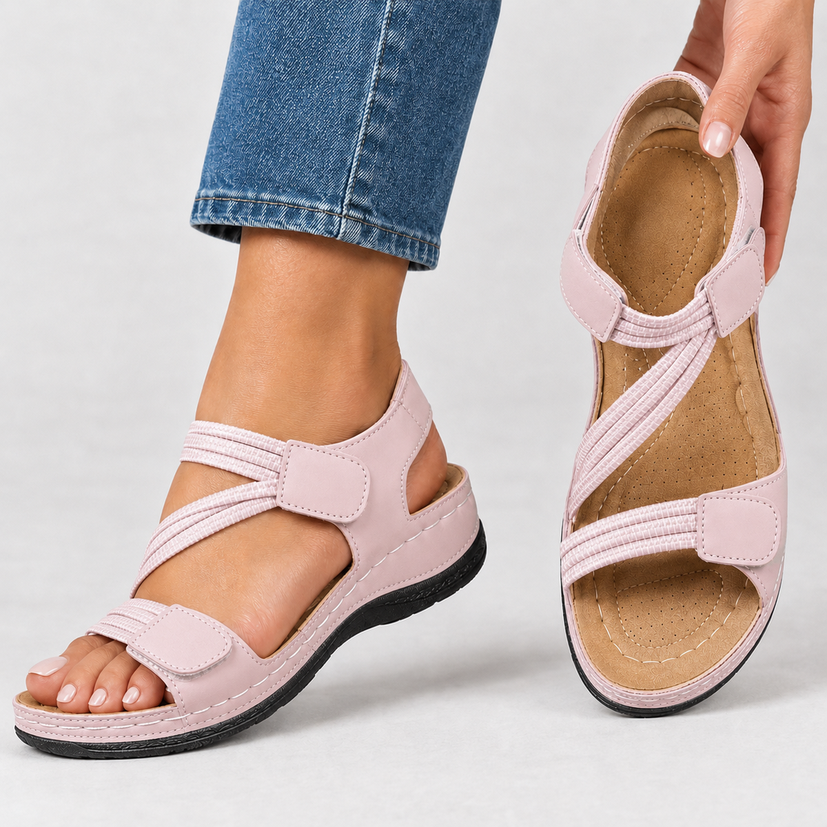 Victorine Strappy Wedge Sandals - Pink