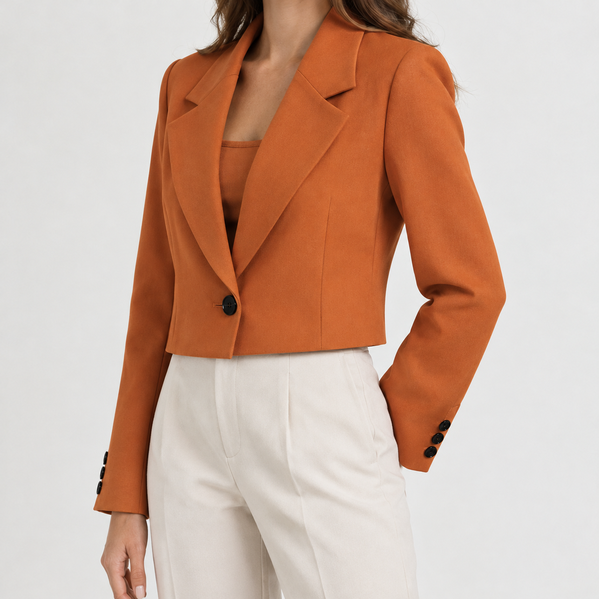 Arnhild Cropped Lapel Blazer - Orange One