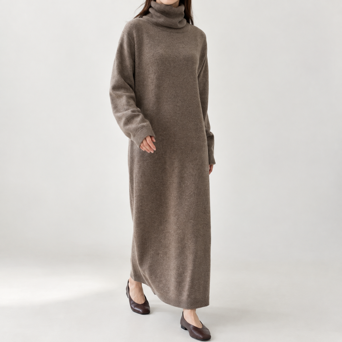 Cyrielle Turtleneck Sweater Dress - Khaki